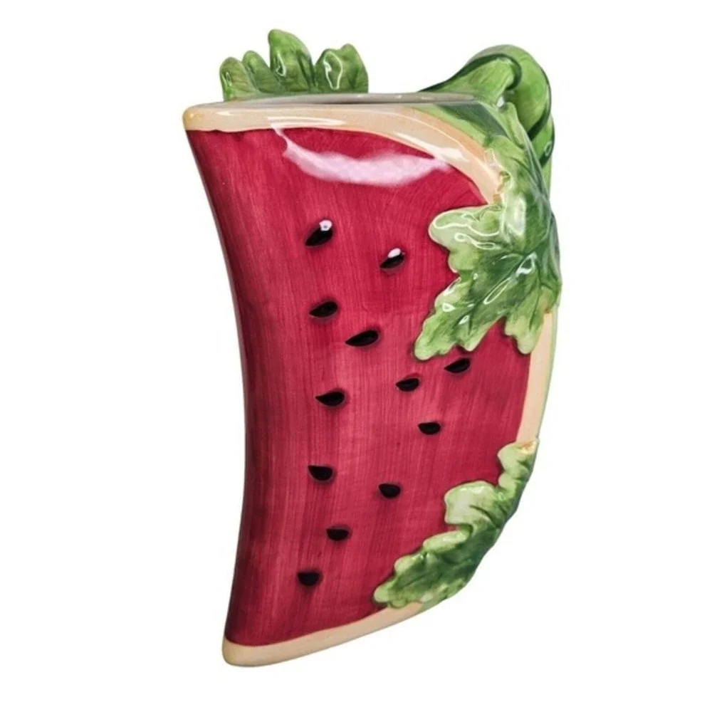 Valerie Watermelon Slice Pitcher Figural Beverage Emboss Home Decor Ceramic READ